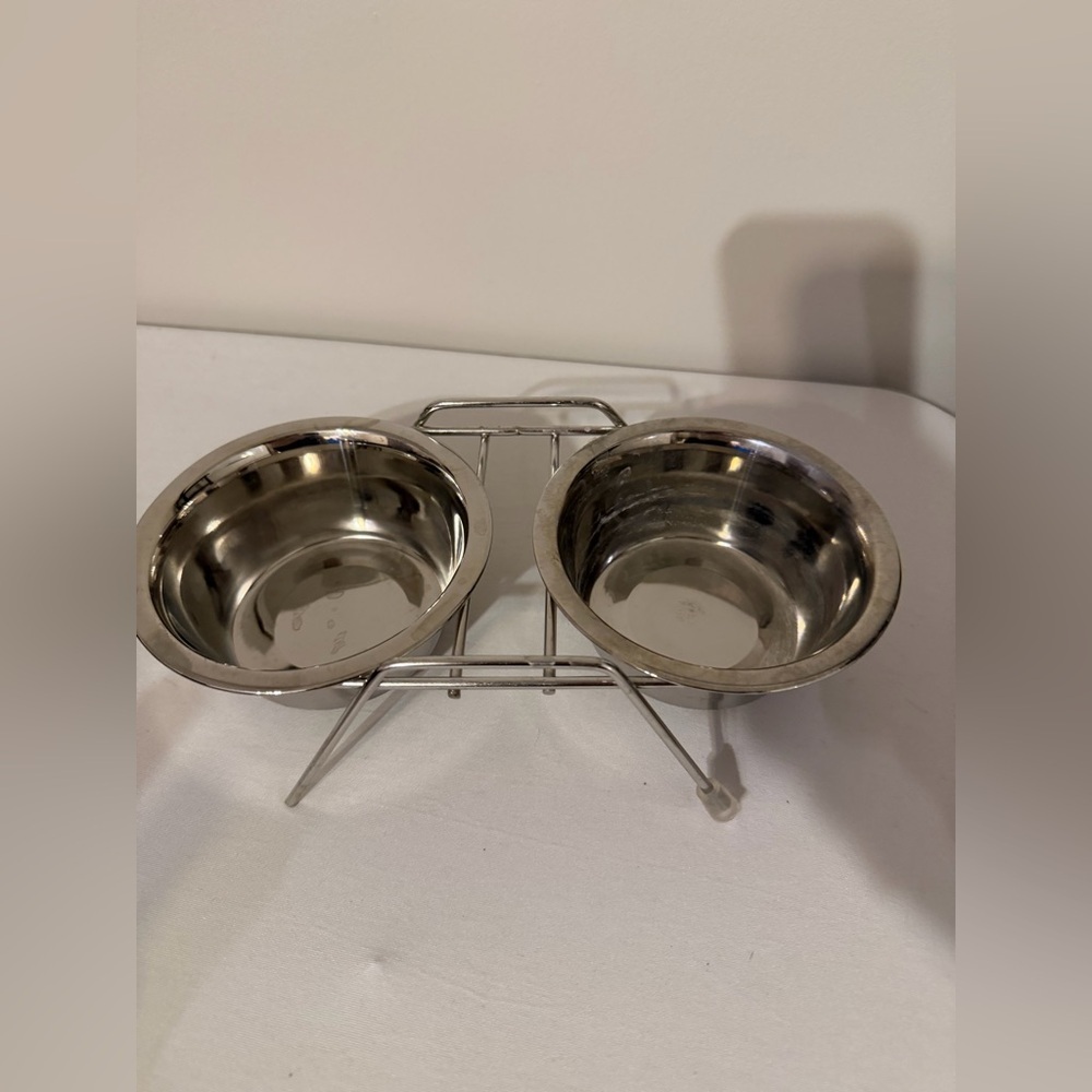 Stainless Steel Double Pet Bowl with Stand
